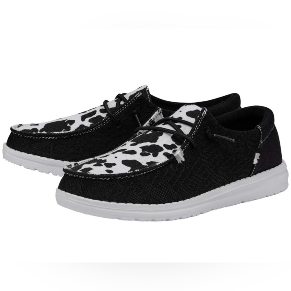 Women’s Hey Dude Cow Print Shoes